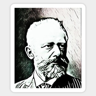 Pyotr Ilyich Tchaikovsky Black And White Portrait | Pyotr Ilyich Tchaikovsky Artwork 4 Sticker